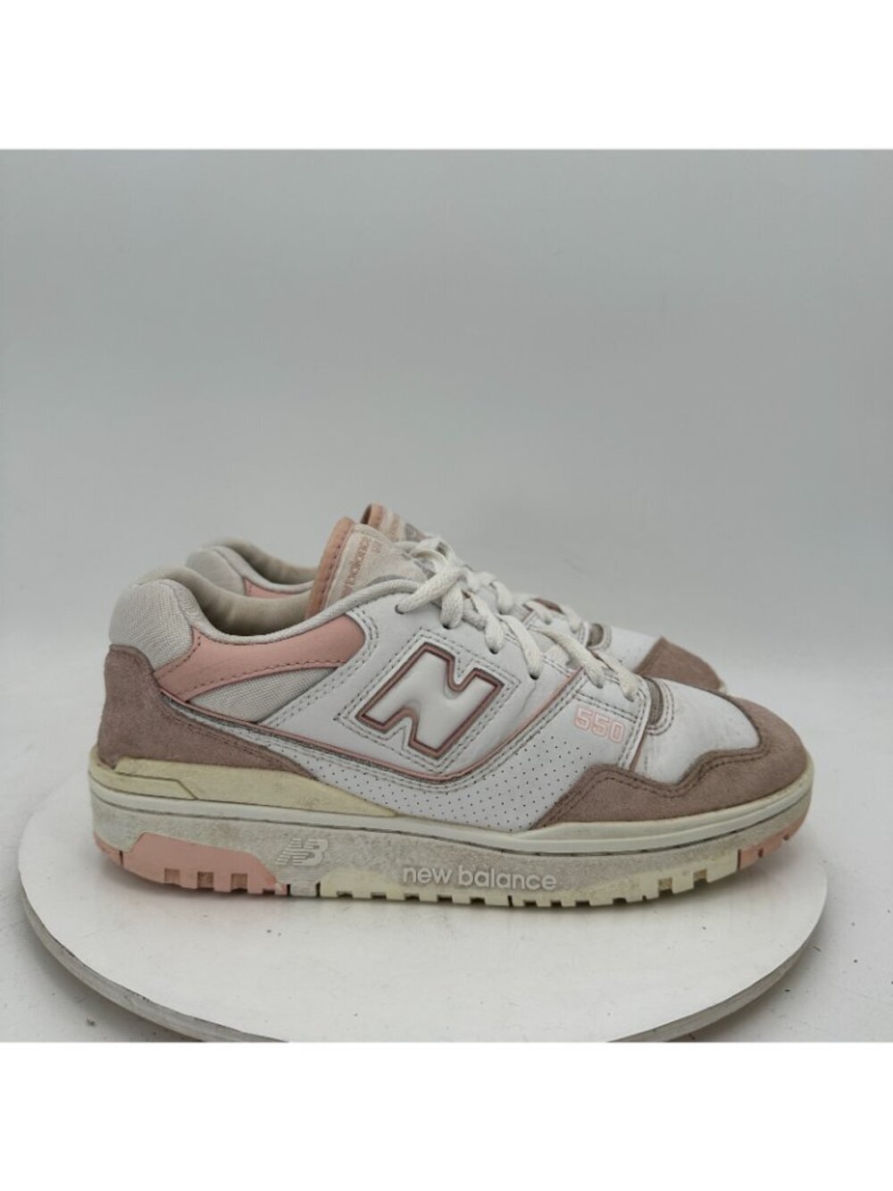 New Balance 550 Women Size 9B BBW550CD Pink Sand White Leather Training Shoes - Picture 4 of 11